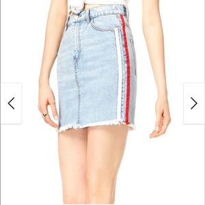 Kendall  & Kylie Side-Stripe Denim Skirt
